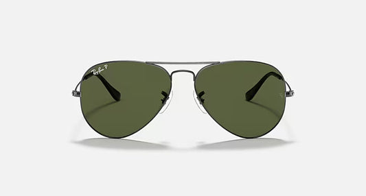 Ray-Ban Aviator Classic - Ασημί Γυαλιά Ηλίου με Σκούρους Πράσινους Φακούς