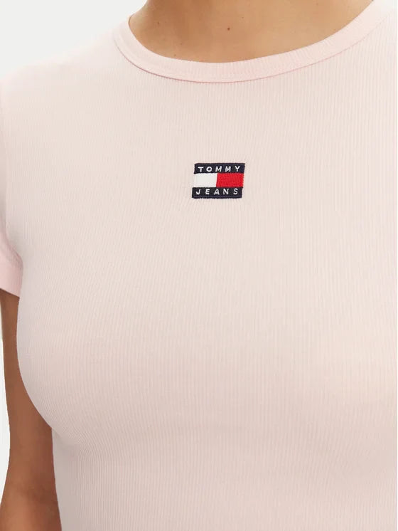 T-Shir Badge Ροζ Slim Fit