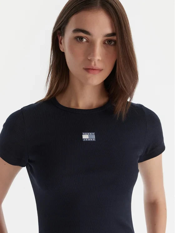 T-Shir Badge Σκούρο μπλε Slim Fit