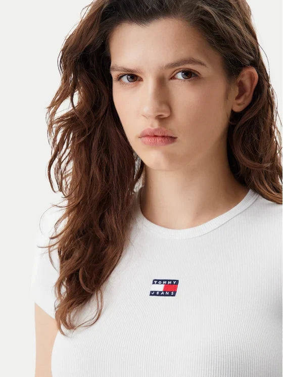 T-Shir Badge Λευκό Slim Fit
