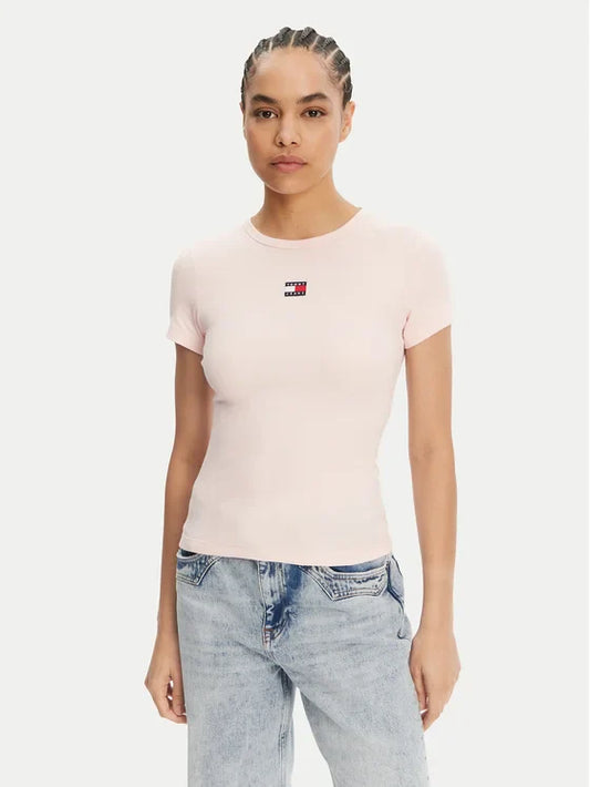 T-Shir Badge Ροζ Slim Fit