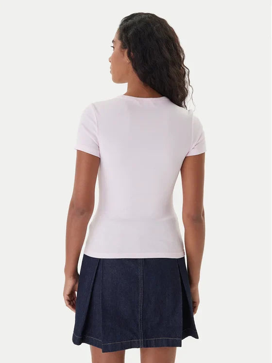 T-Shir Badge Ροζ Slim Fit