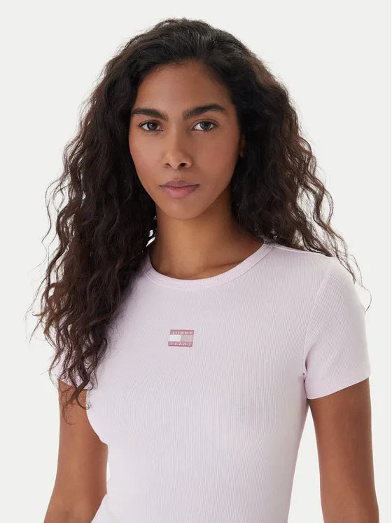 T-Shir Badge Ροζ Slim Fit
