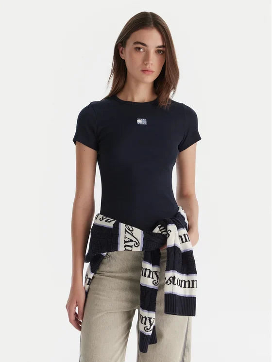 T-Shir Badge Σκούρο μπλε Slim Fit