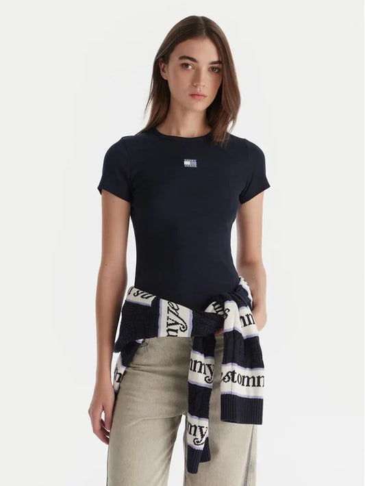 T-Shir Badge Σκούρο μπλε Slim Fit