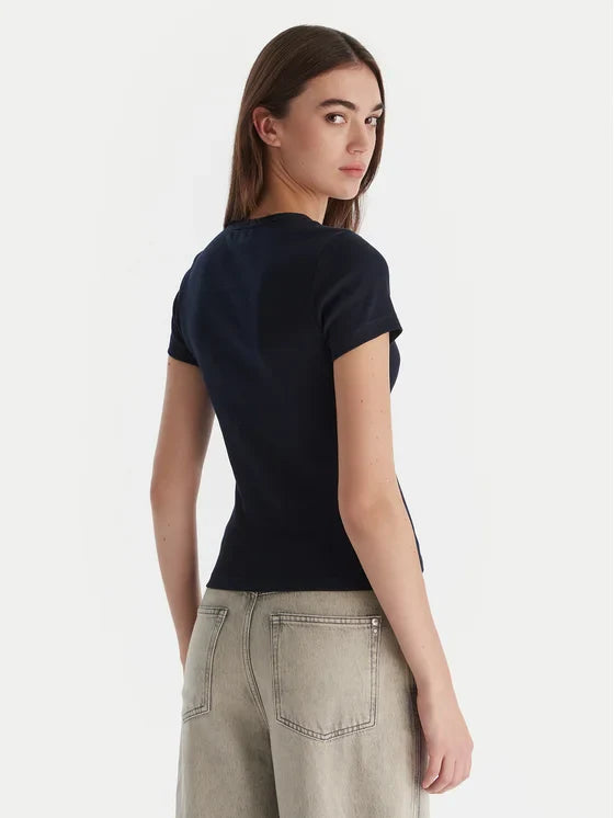 T-Shir Badge Σκούρο μπλε Slim Fit